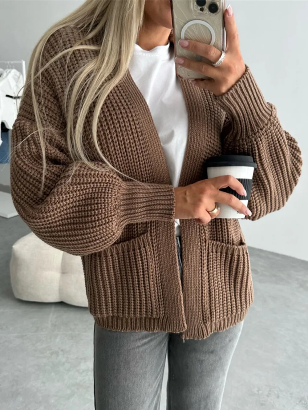 Open Front Dropped Shoulder Cardigan, image 15
