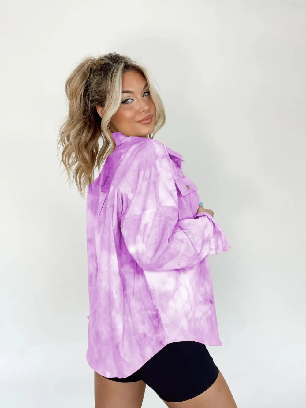 Tie-Dye Button Up Long Sleeve Shirt, image 5