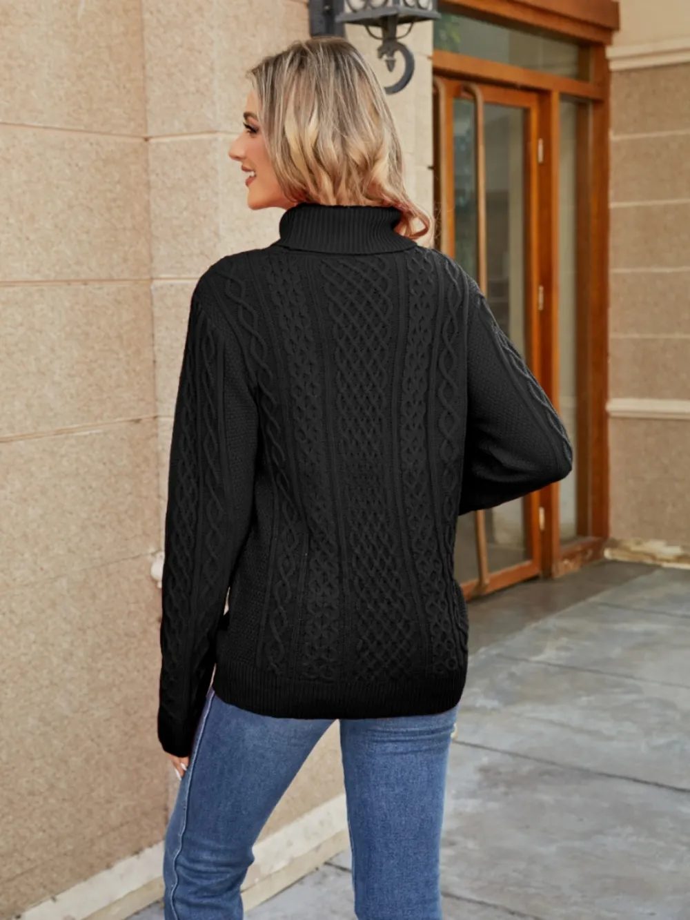 Cable-Knit Mock Neck Sweater, image 18