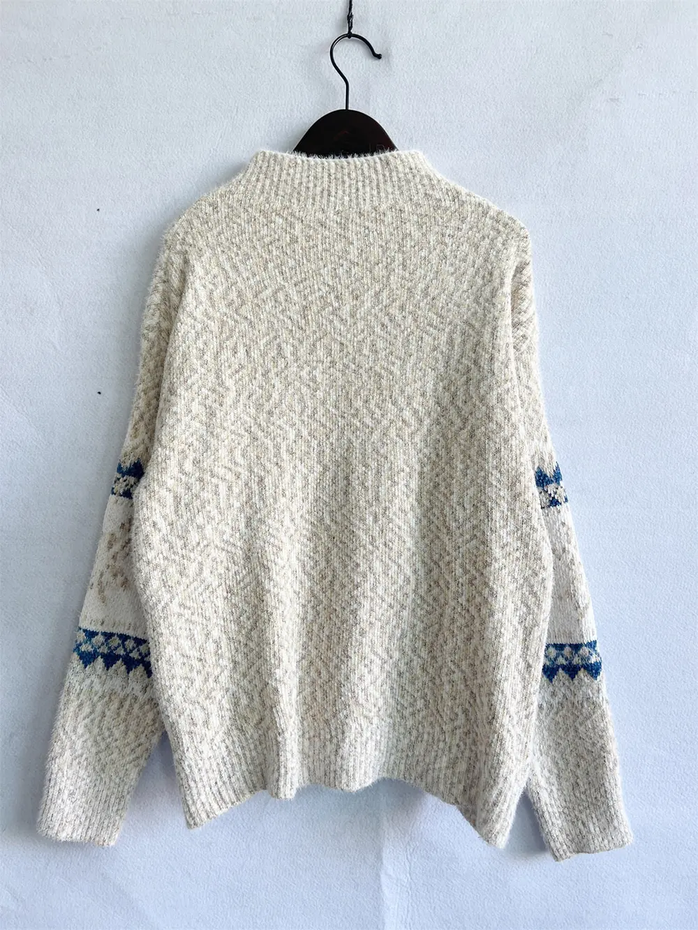 Geometric Mock Neck Dropped Shoulder Sweater, image 5
