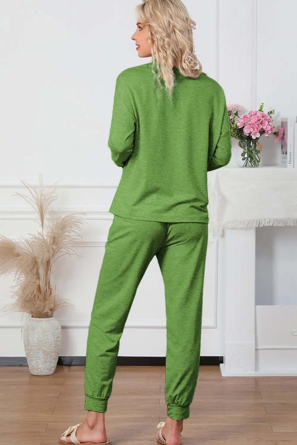 Round Neck Top and Drawstring Pants Lounge Set, image 7