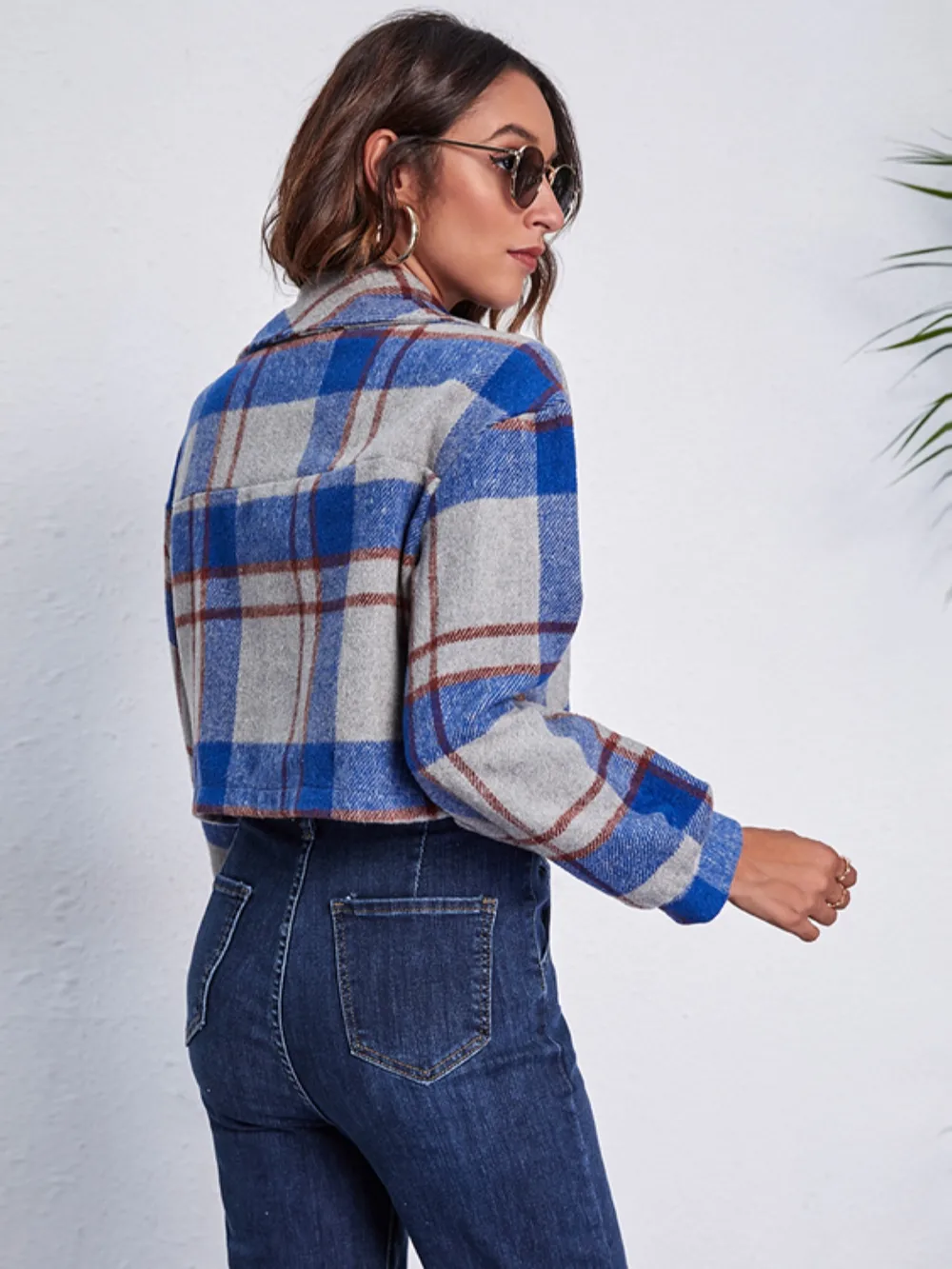 Plaid Button Front Jacket with Pockets, image 13