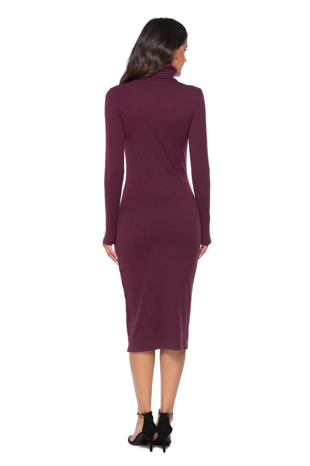Ribbed Turtleneck Long Sleeve Dress, image 12