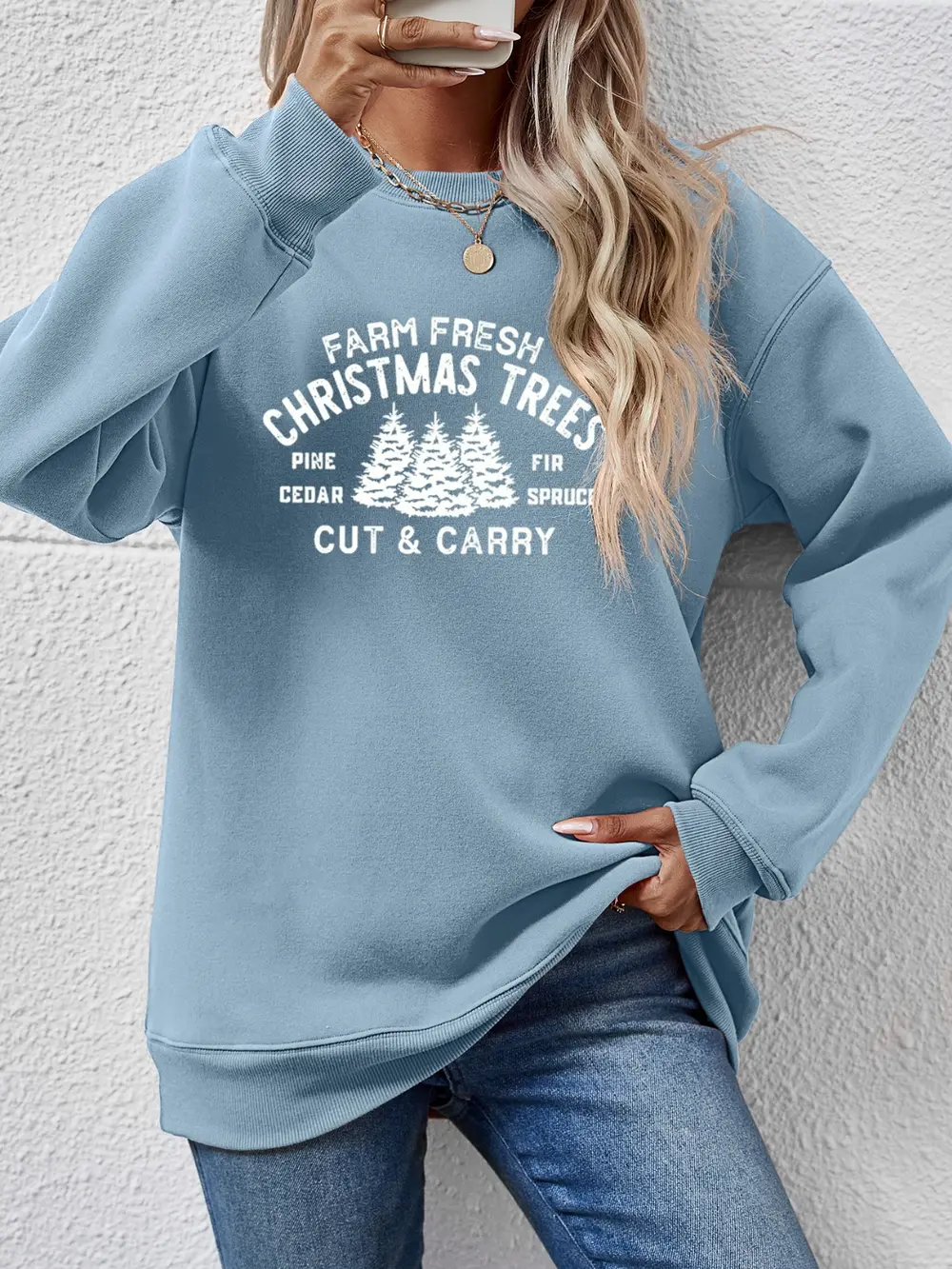 Round Neck Graphic Long Sleeve Sweatshirt, image 22