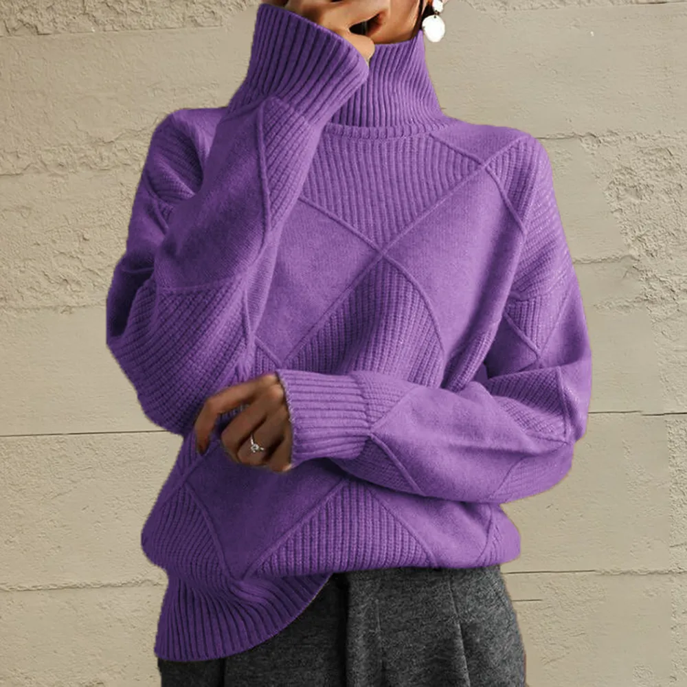Geometric Turtleneck Long Sleeve Sweater, image 5