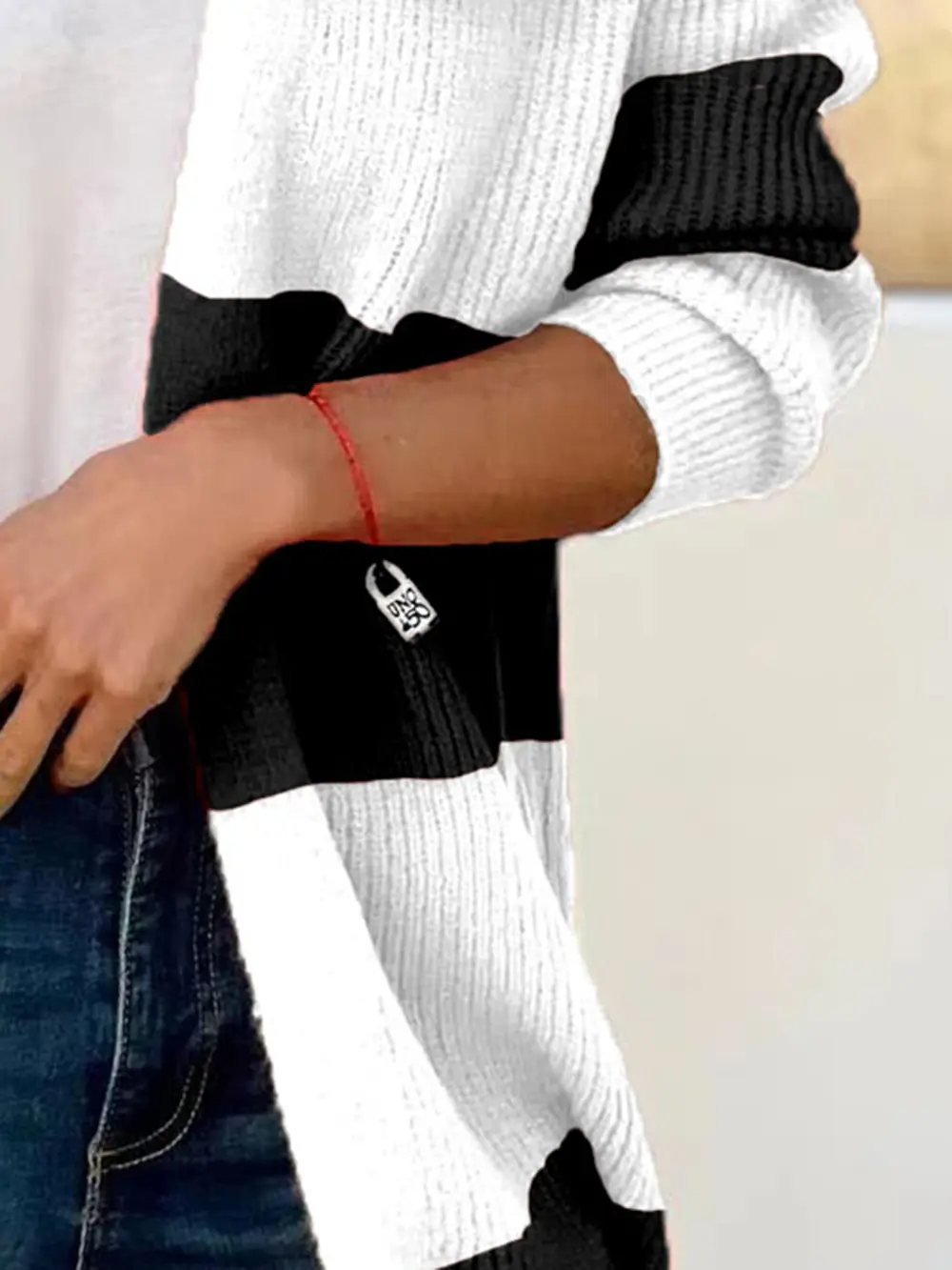 Contrast Open Front Long Sleeve Cardigan, image 2