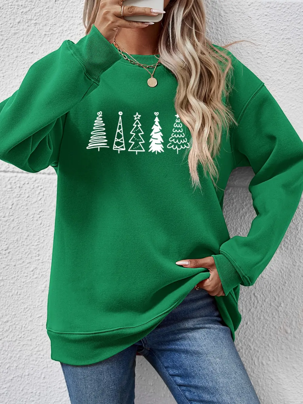 Christmas Tree Graphic Drop Shoulder Sweatshirt, image 23
