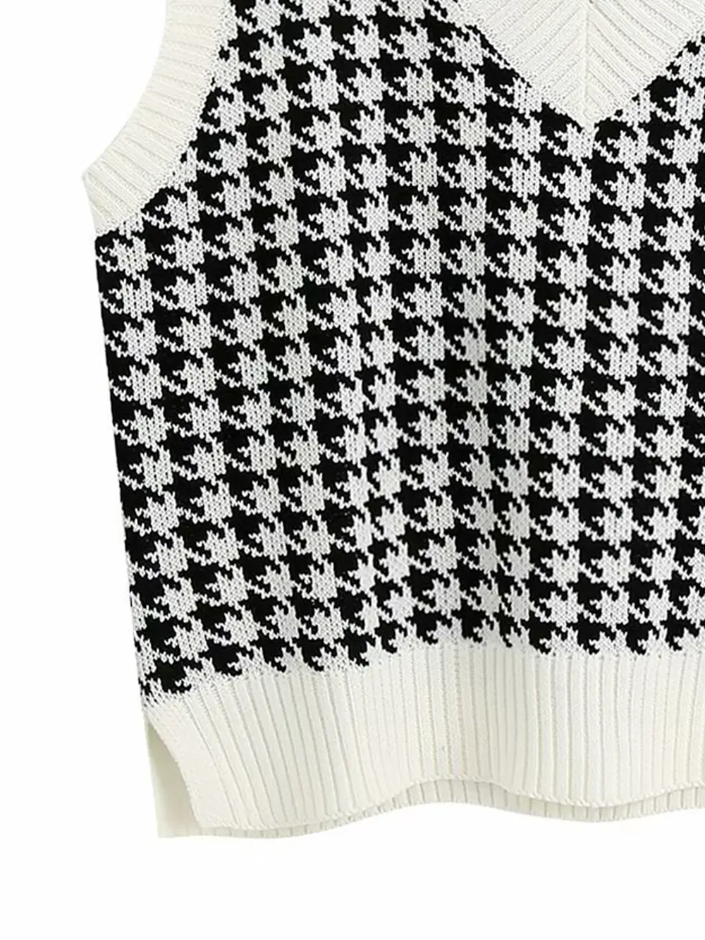 Houndstooth V-Neck Sweater Vest, image 7