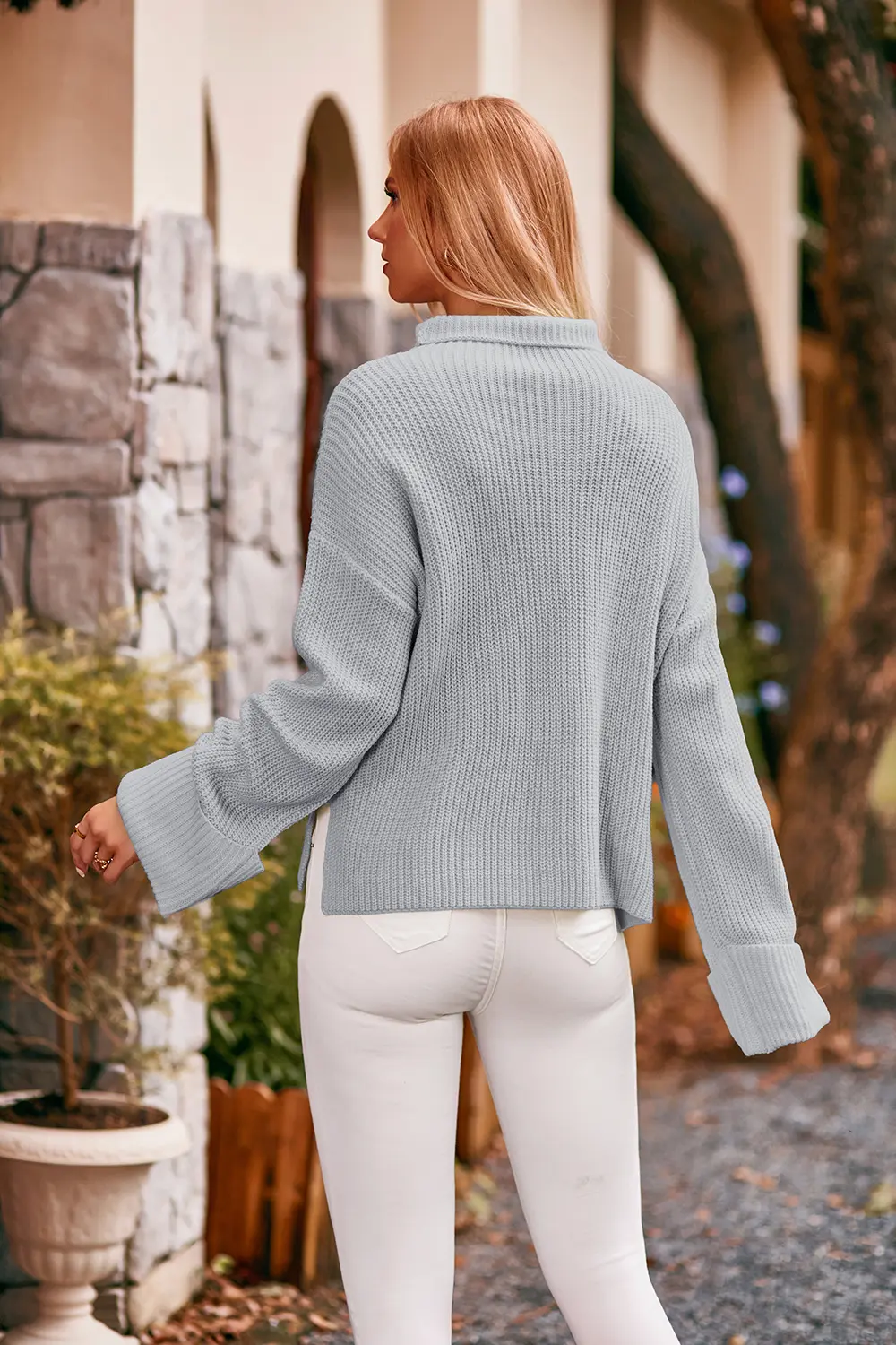 Mock Neck Drop Shoulder Sweater, image 15