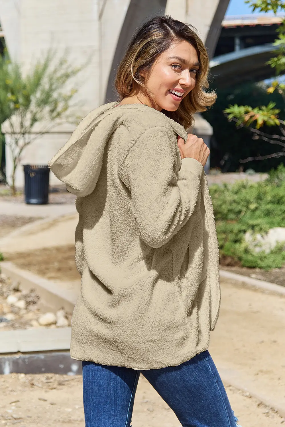 Full Size Teddy Hooded Jacket with Pockets, image 29