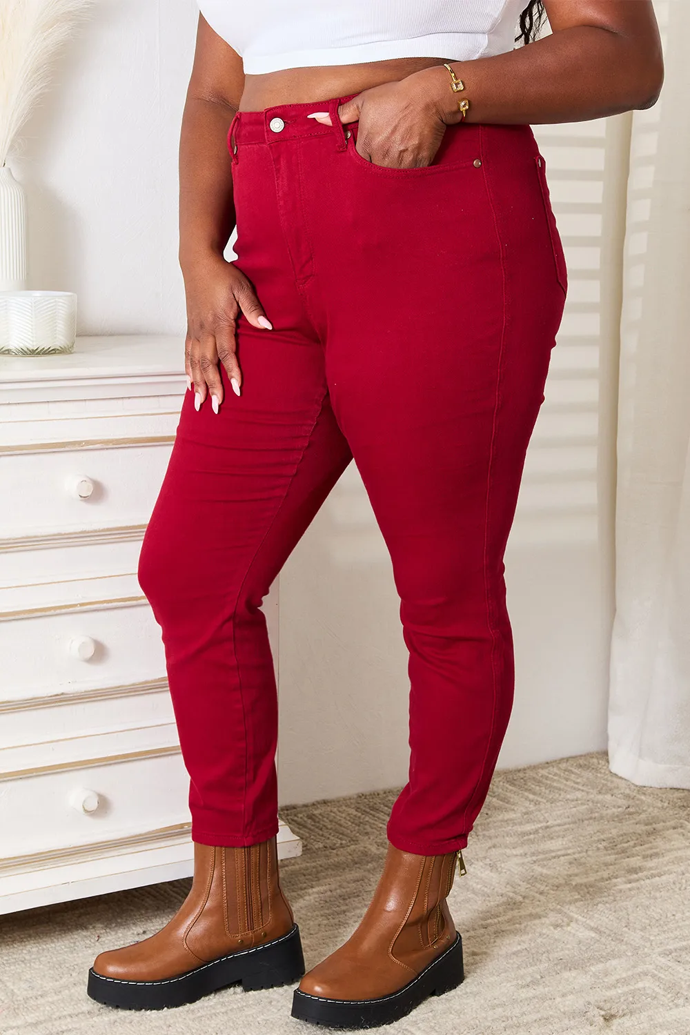 Full Size High Waist Tummy Control Skinny Jeans, image 9