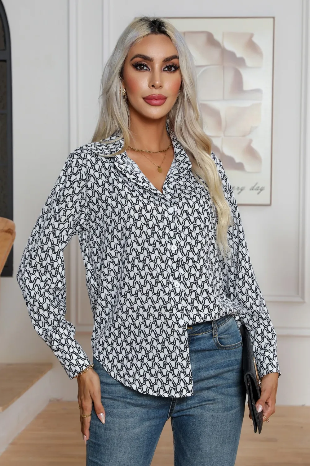 Printed Buttoned Long Sleeve Shirt, image 11