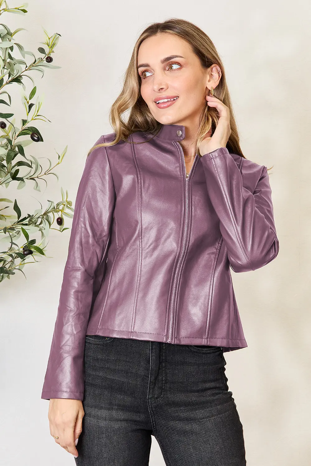 Mock Neck Zip Up Jacket, image 33