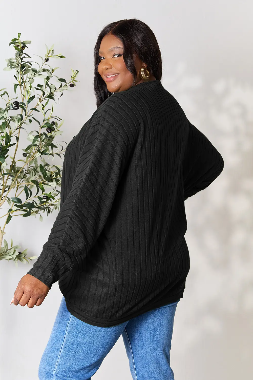 Full Size Ribbed Cocoon Cardigan, image 32