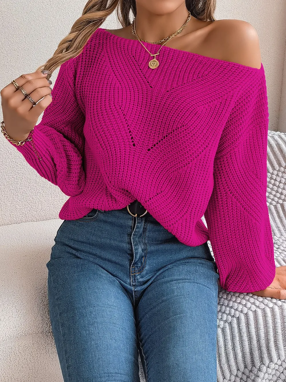 Openwork Long Sleeve Sweater, image 19