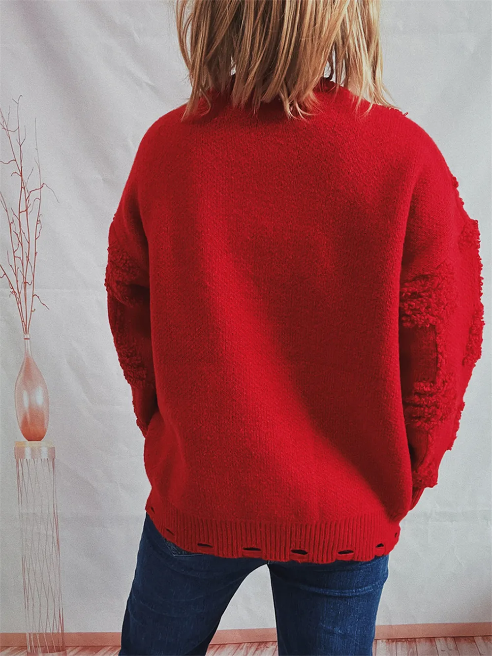 Pearl Detail Round Neck Long Sleeve Sweater, image 6