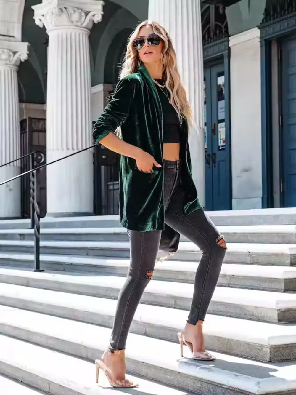 Button Up Long Sleeve Blazer with Pocket, image 10