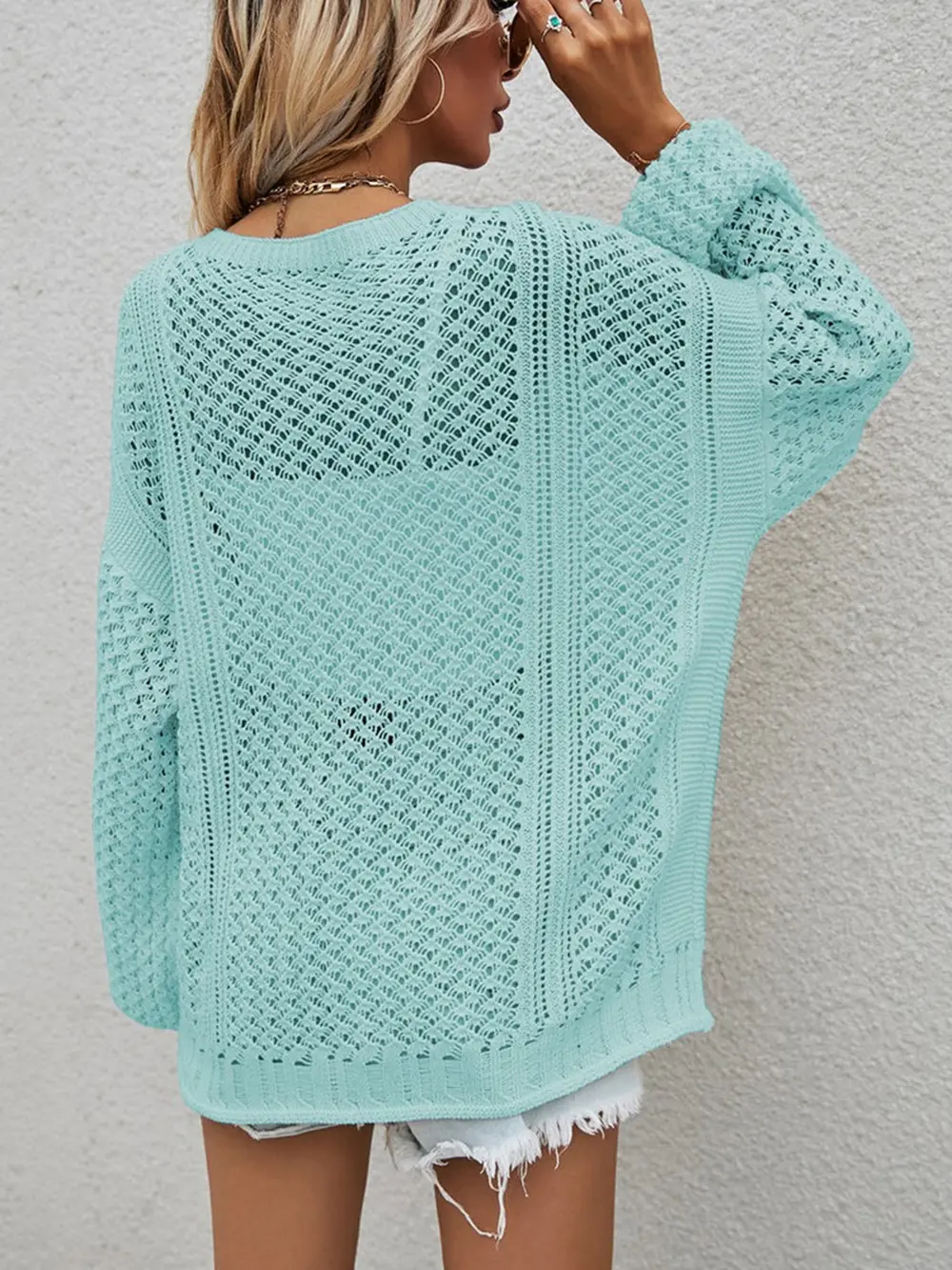 Openwork Button Front Cardigan, image 15
