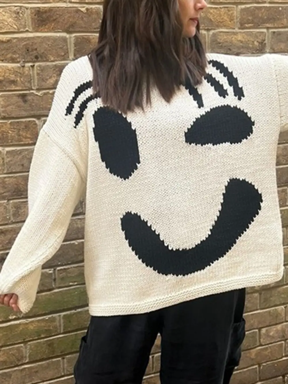 Contrast Drop Shoulder Long Sleeve Sweater, image 5