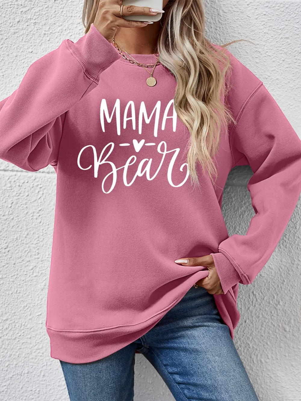 Letter Graphic Round Neck Long Sleeve Sweatshirt, image 16