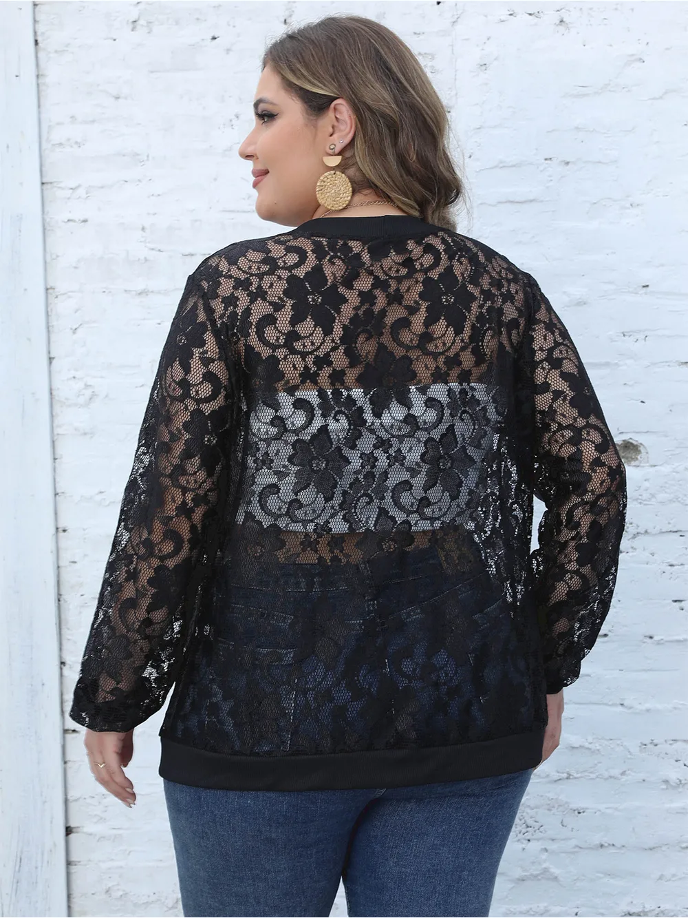 Plus Size Lace Open Front Cardigan, image 2