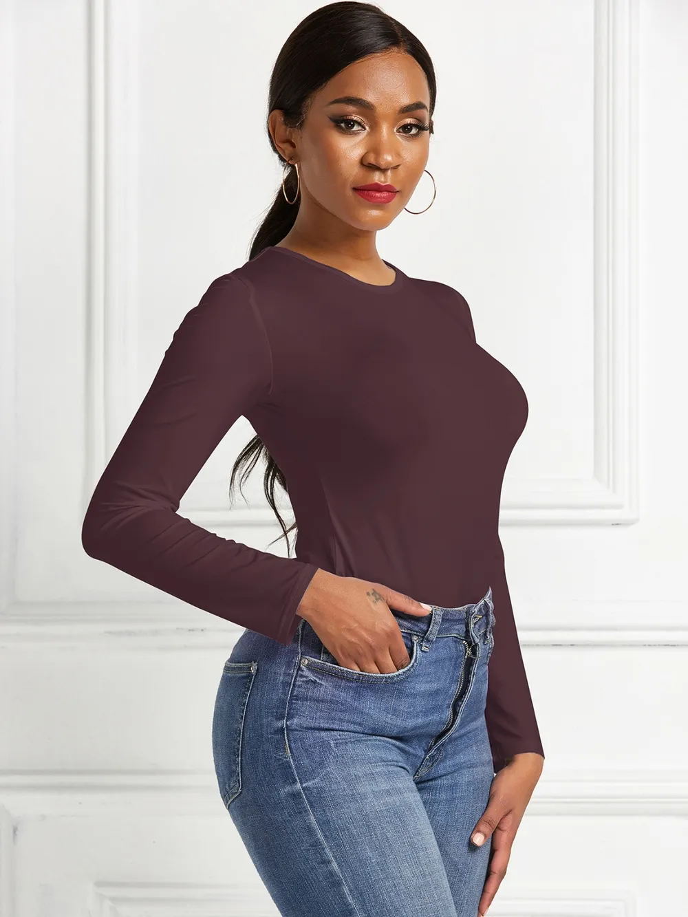 Round Neck Long Sleeve Bodysuit, image 19