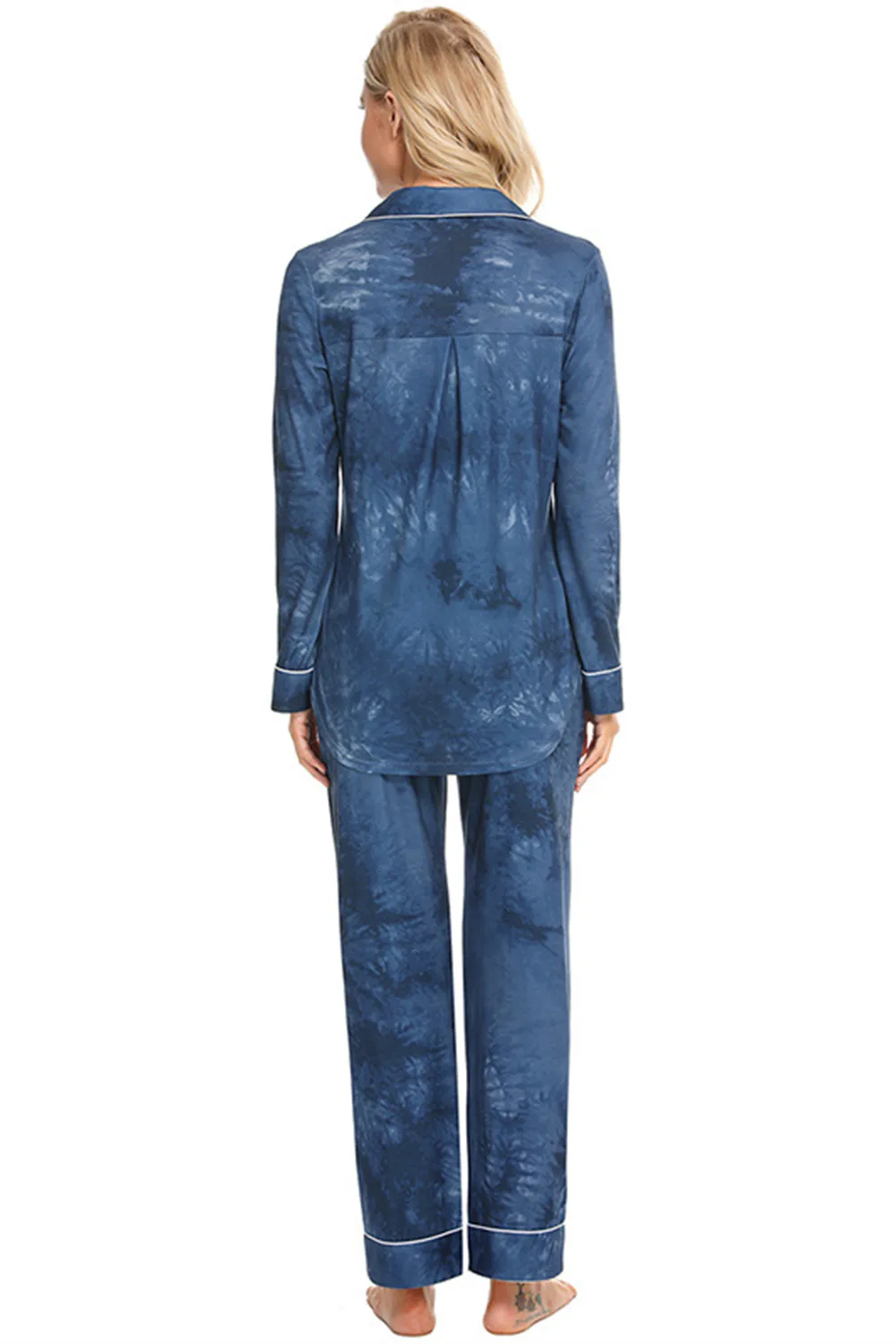 Collared Neck Long Sleeve Loungewear Set with Pockets, image 27