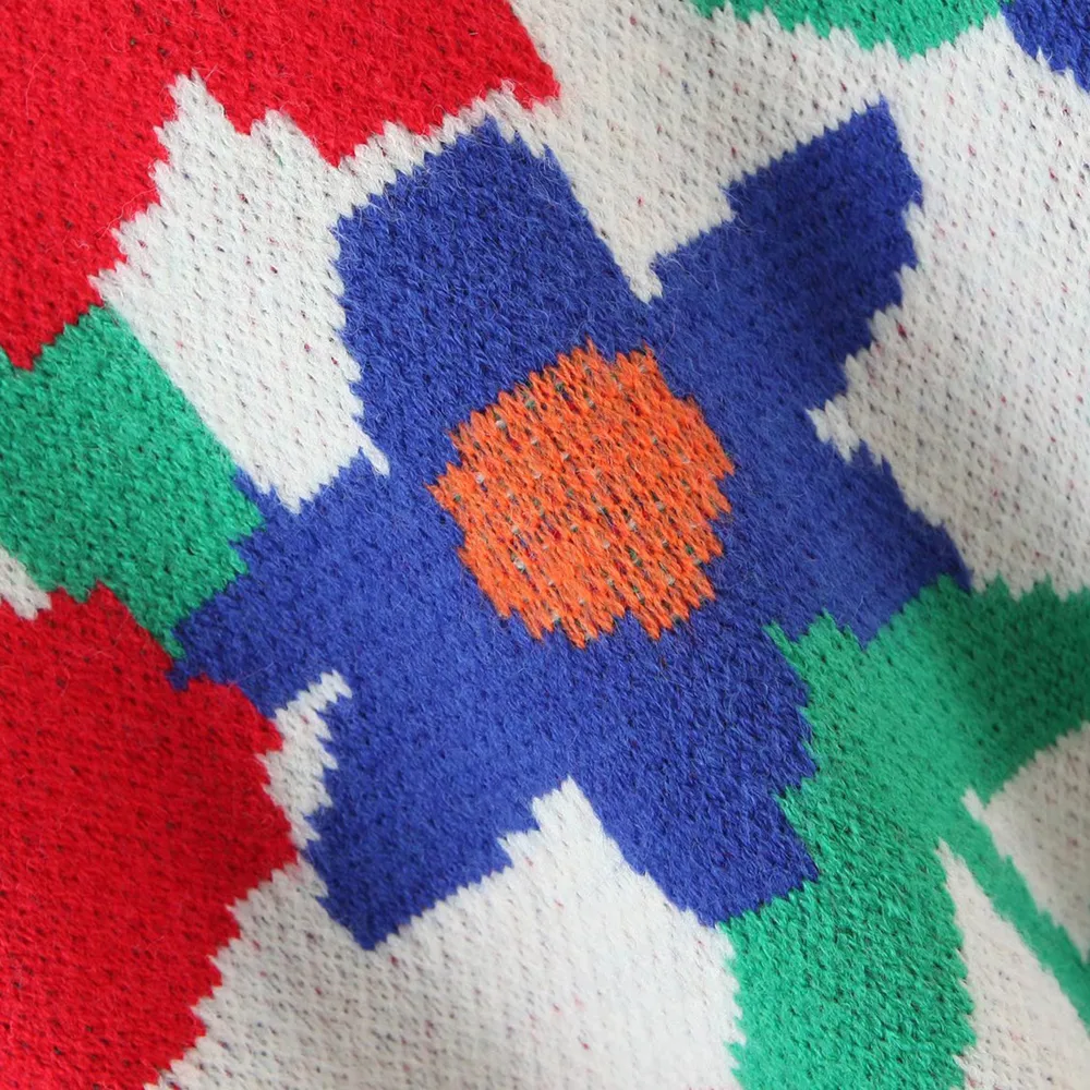 Floral Round Neck Drop Shoulder Sweater, image 5