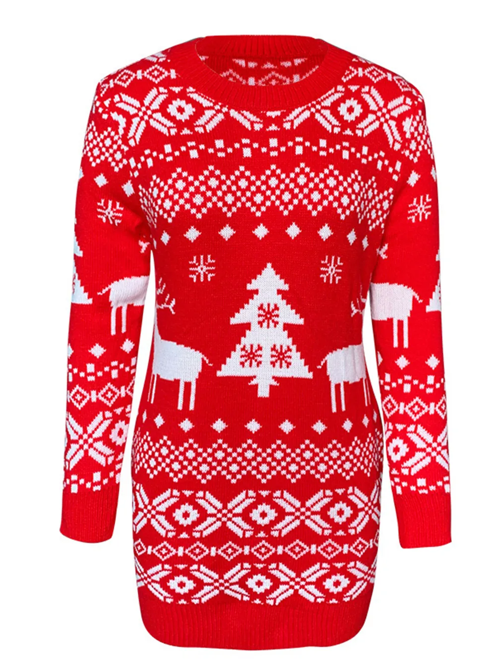 Christmas Element Round Neck Mini Sweater Dress, image 8