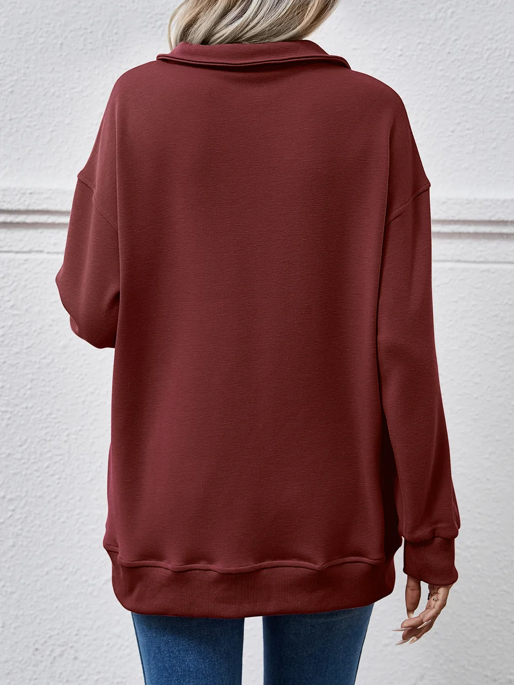 Collared Neck Dropped Shoulder Sweatshirt, image 12