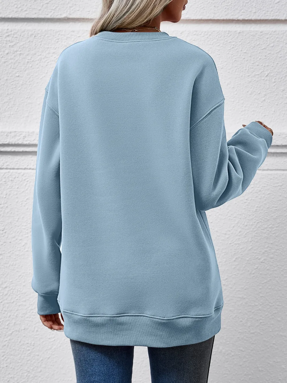 Letter Graphic Round Neck Sweatshirt, image 12