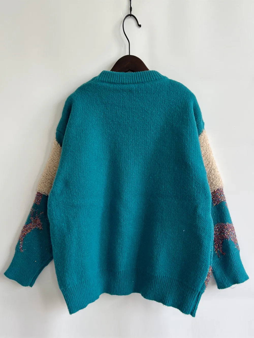 Sequin Christmas Tree & Reindeer Round Neck Sweater, image 6