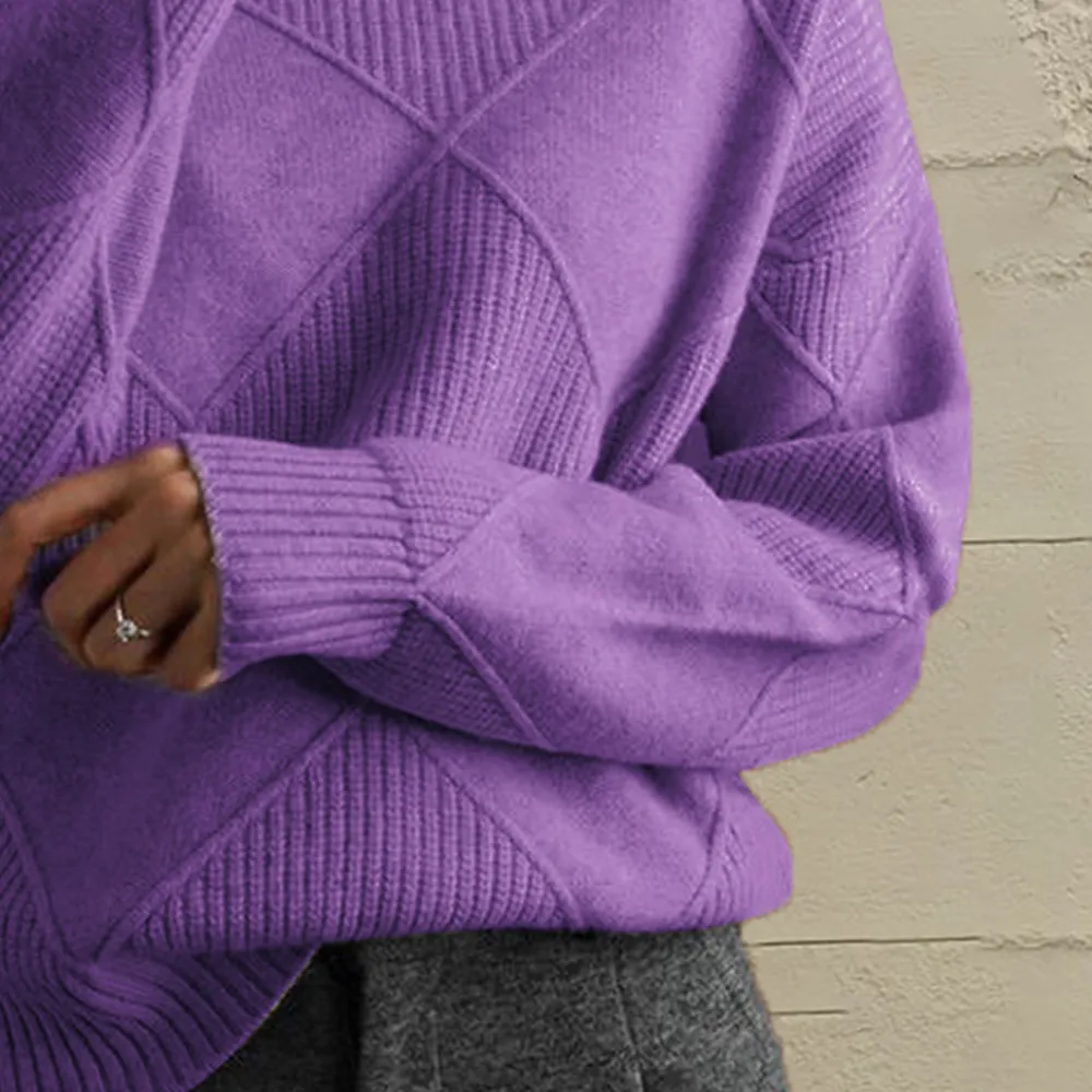 Geometric Turtleneck Long Sleeve Sweater, image 7