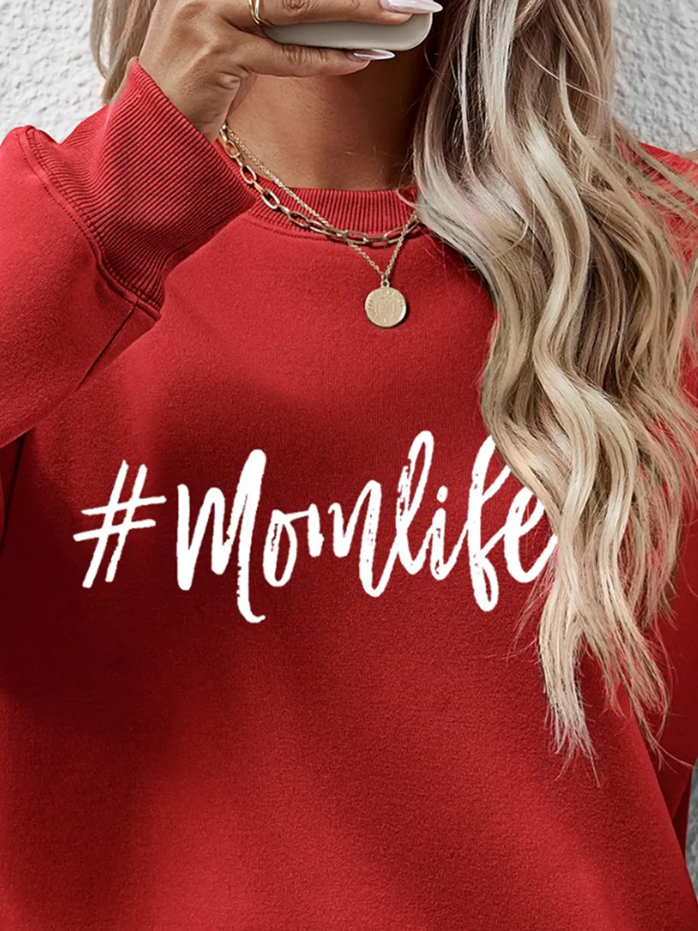 Letter Graphic Round Neck Sweatshirt, image 14
