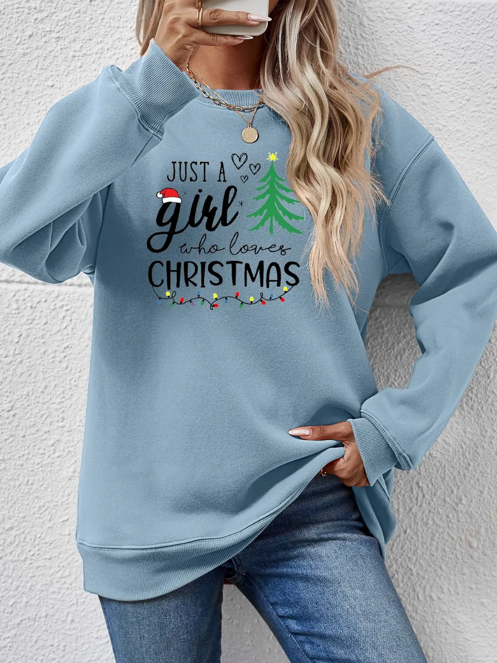 Letter Graphic Round Neck Sweatshirt, image 17