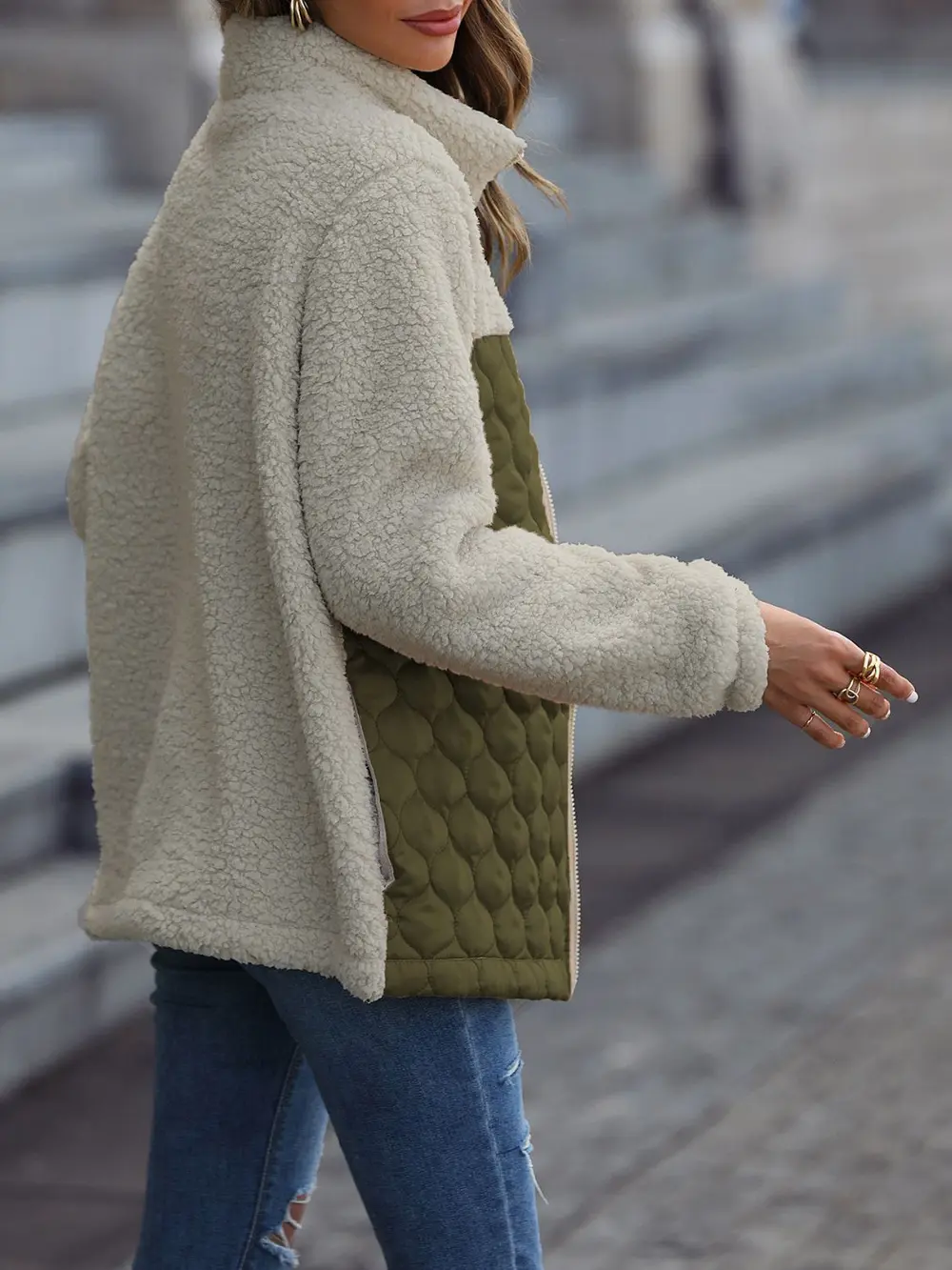 Leopard Color Block Zip-Up Jacket, image 7