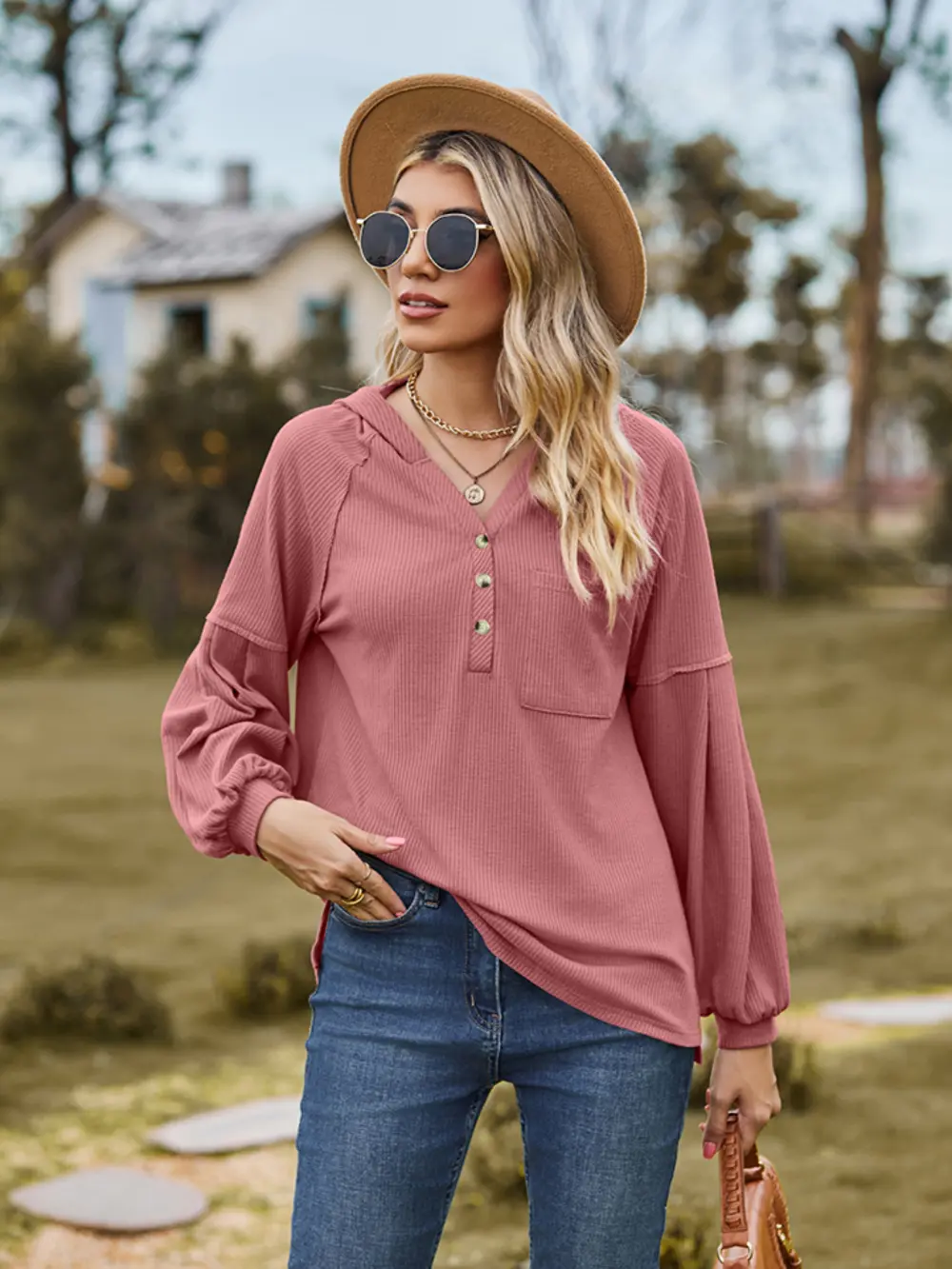 Dropped Shoulder Button-Down Hoodie, image 17