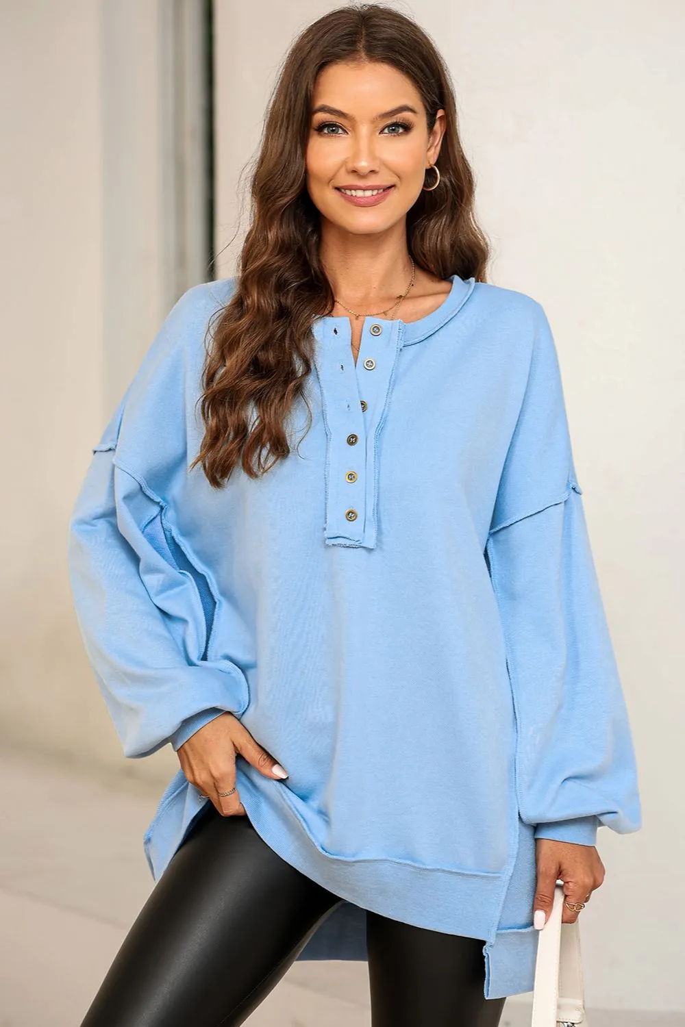 Buttoned Dropped Shoulder Sweatshirt, image 15