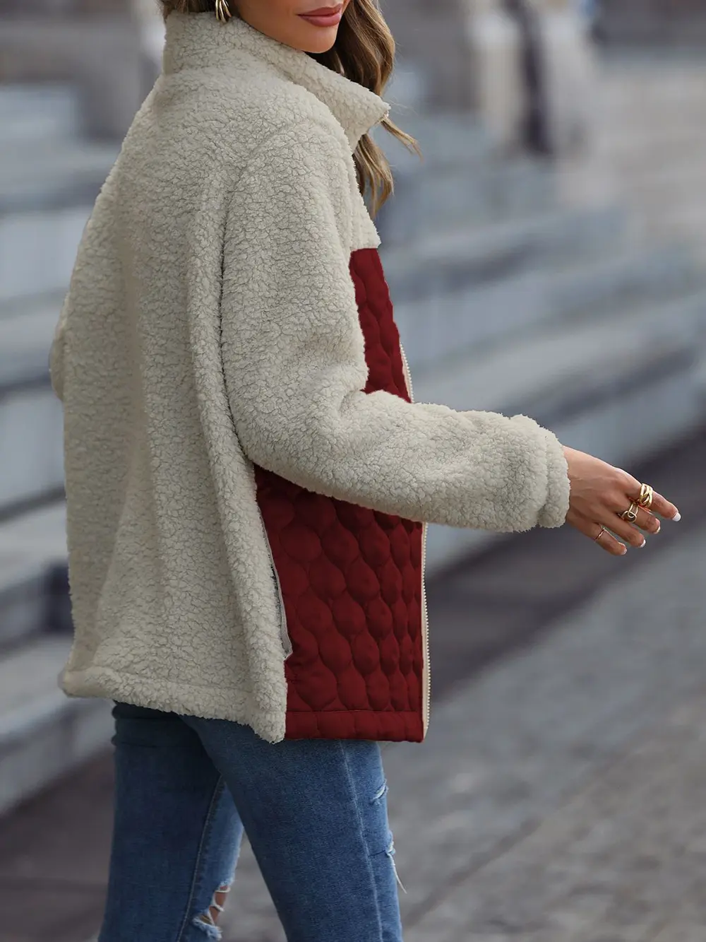 Leopard Color Block Zip-Up Jacket, image 13