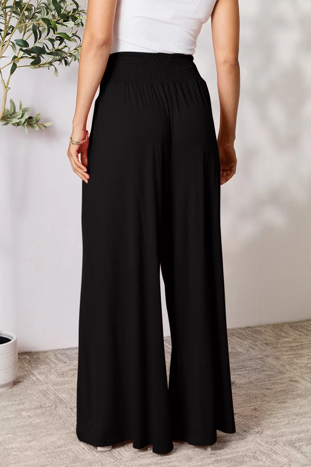 Full Size Smocked Wide Waistband Wide Leg Pants, image 16