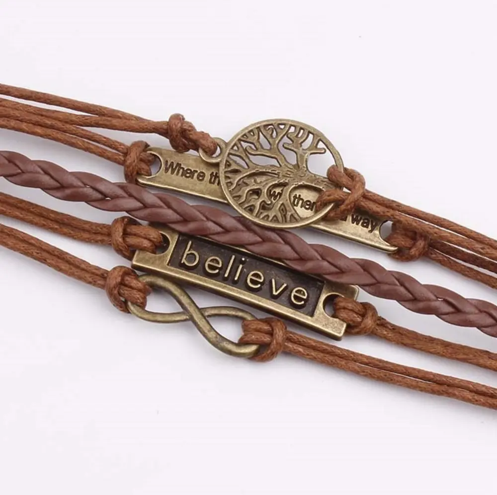 Alloy PU Leather Rope Bracelet, image 2