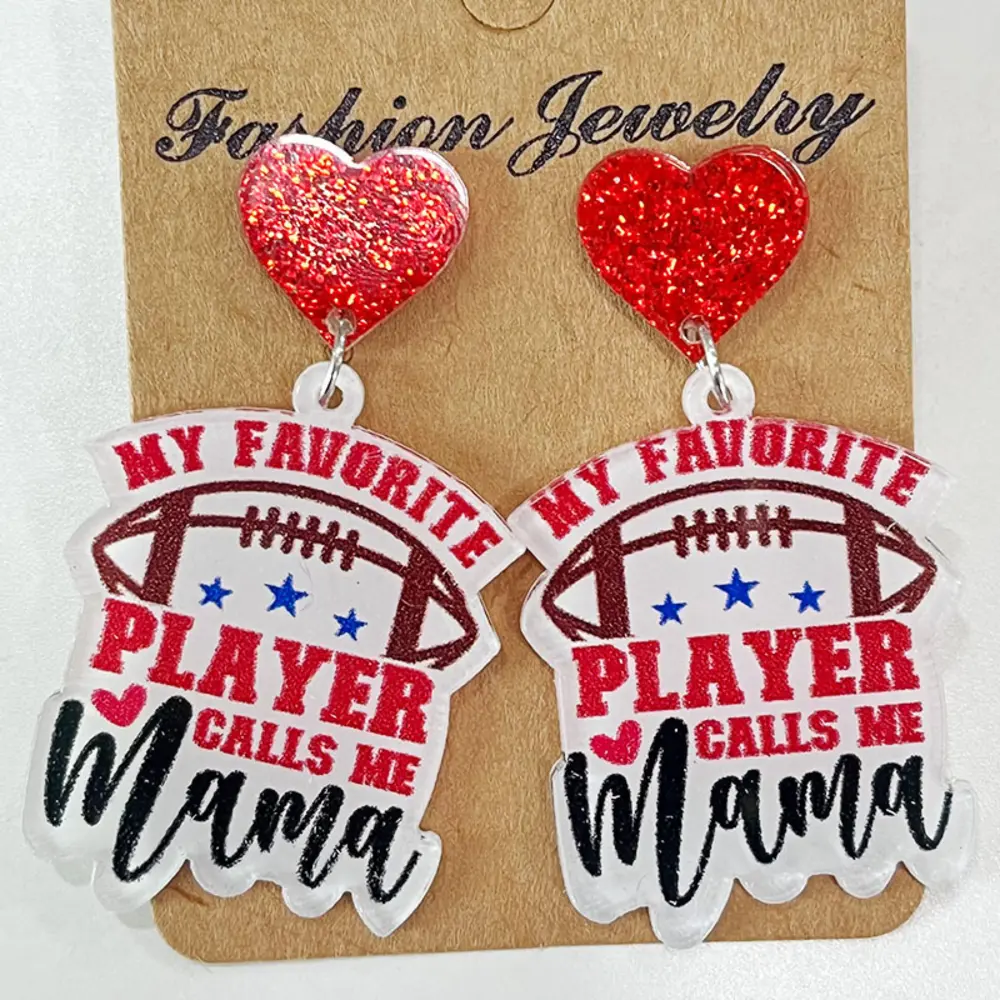 Heart Shape Sports Theme Acrylic Dangle Earrings, image 7