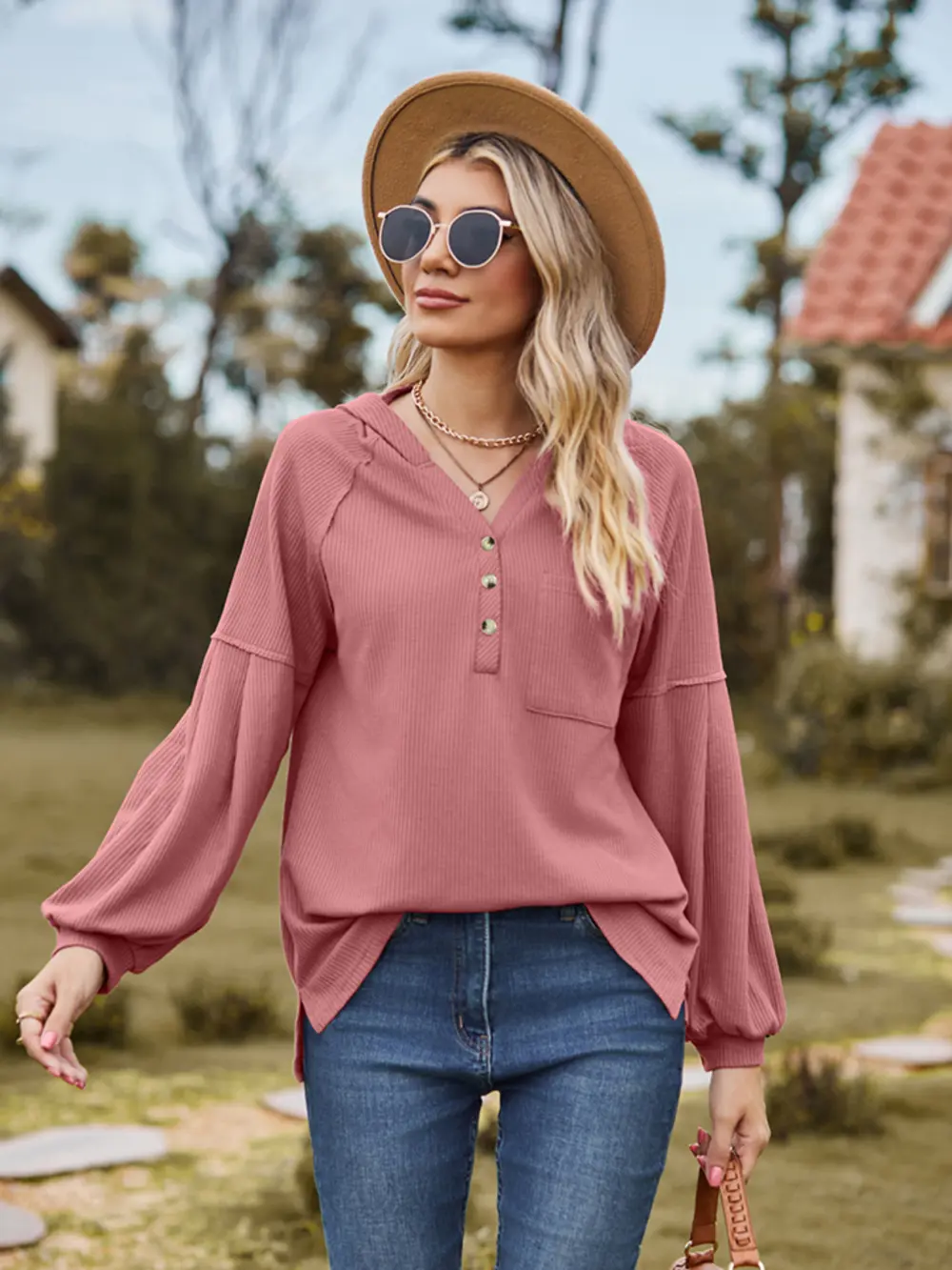 Dropped Shoulder Button-Down Hoodie, image 16