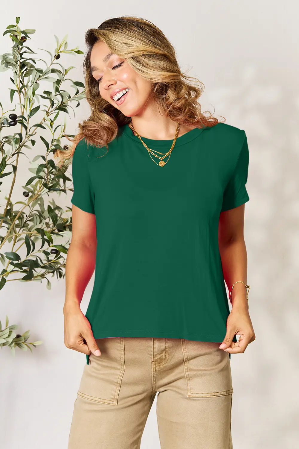 Full Size Round Neck Short Sleeve T-Shirt Plus Size, image 28
