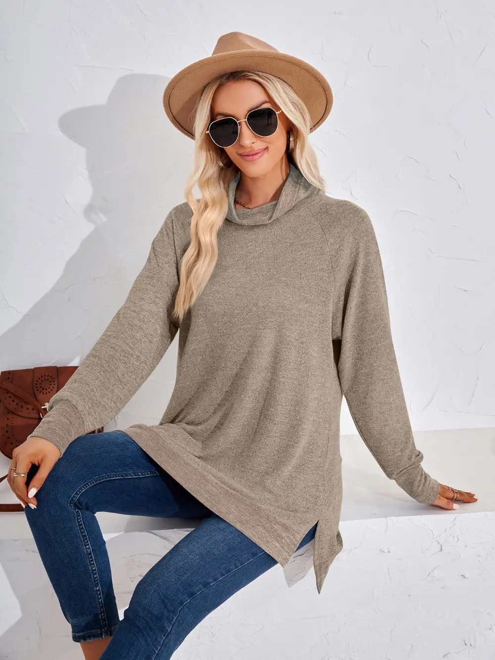 Contrast Mock Neck Long Sleeve T-Shirt, image 18