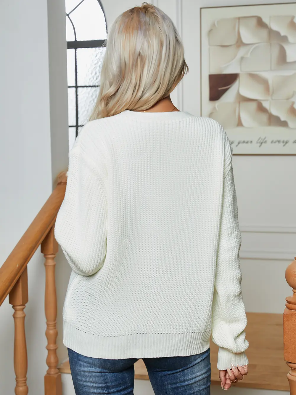 Button Up V-Neck Long Sleeve Cardigan, image 2