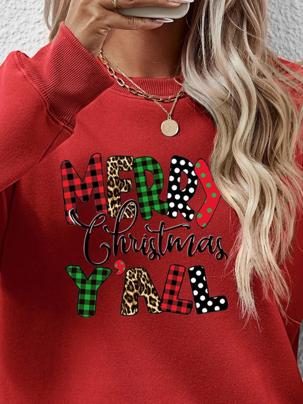 Letter Graphic Round Neck Long Sleeve Sweatshirt, image 8
