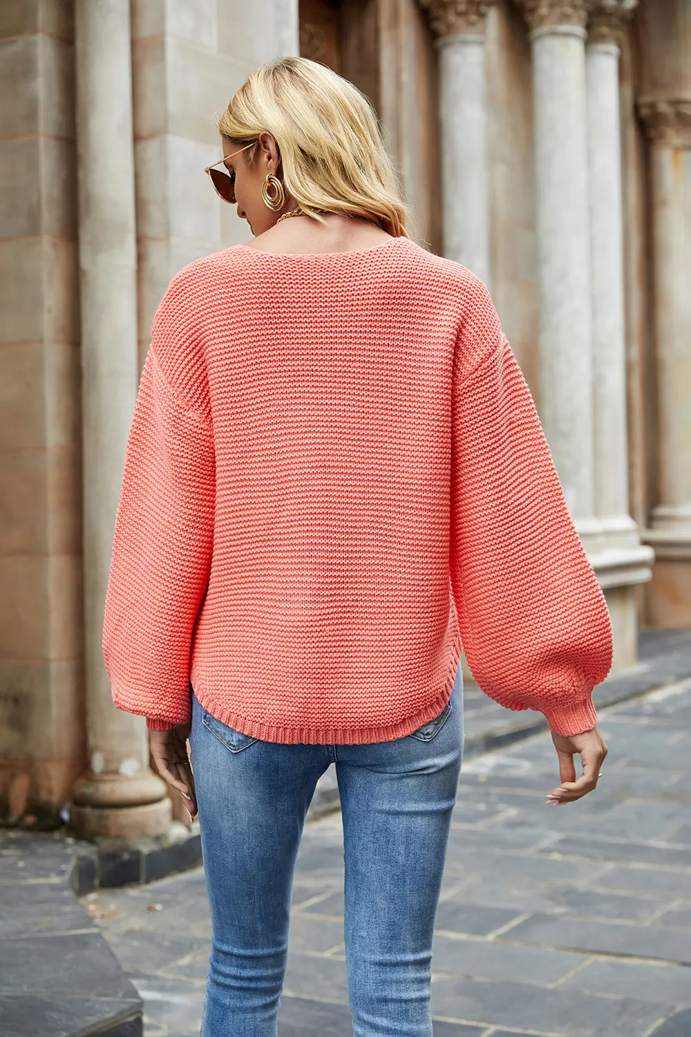 Round Neck Lantern Sleeve Sweater, image 3