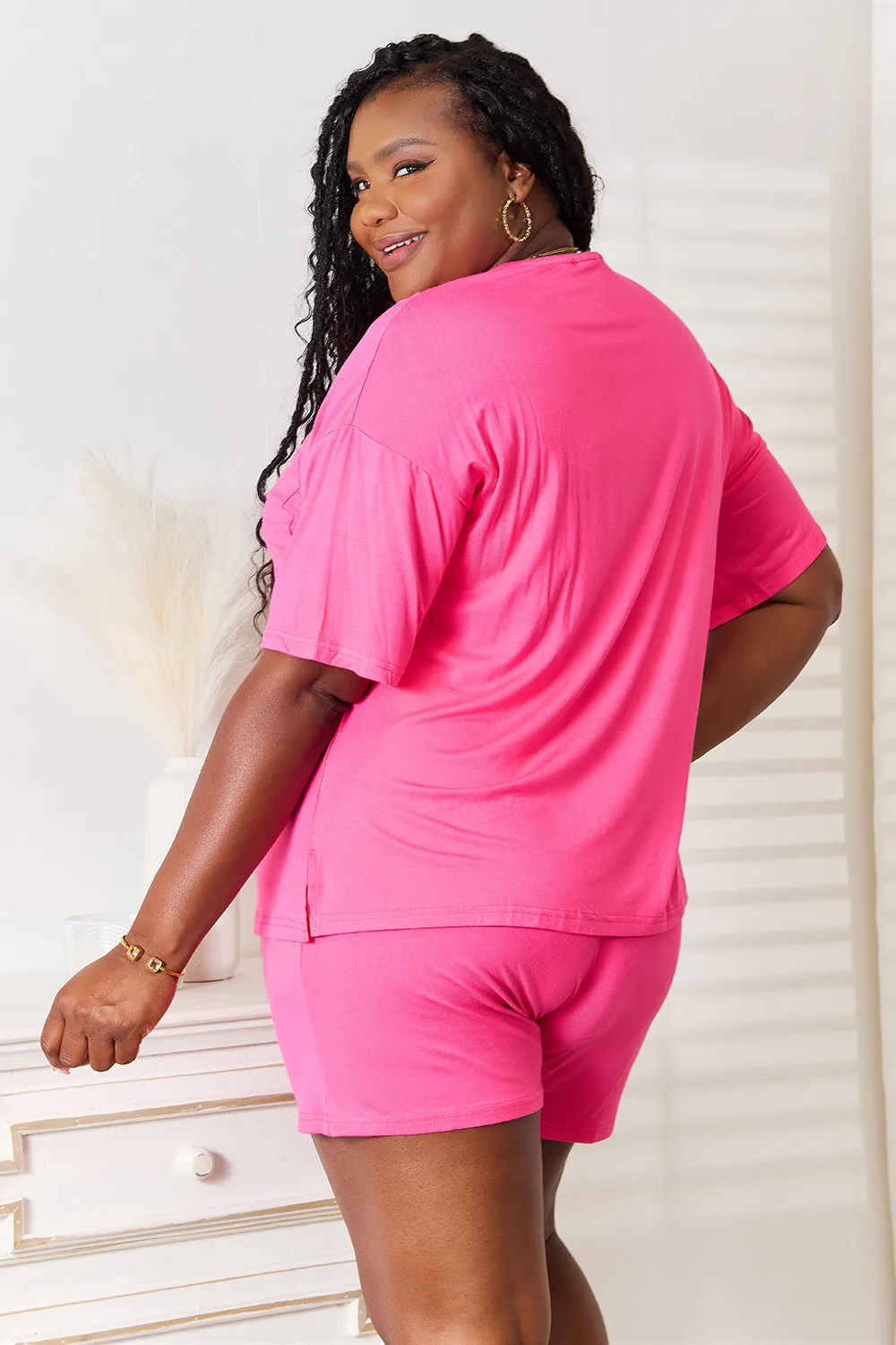 Full Size Soft Rayon Half Sleeve Top and Shorts Set, image 20