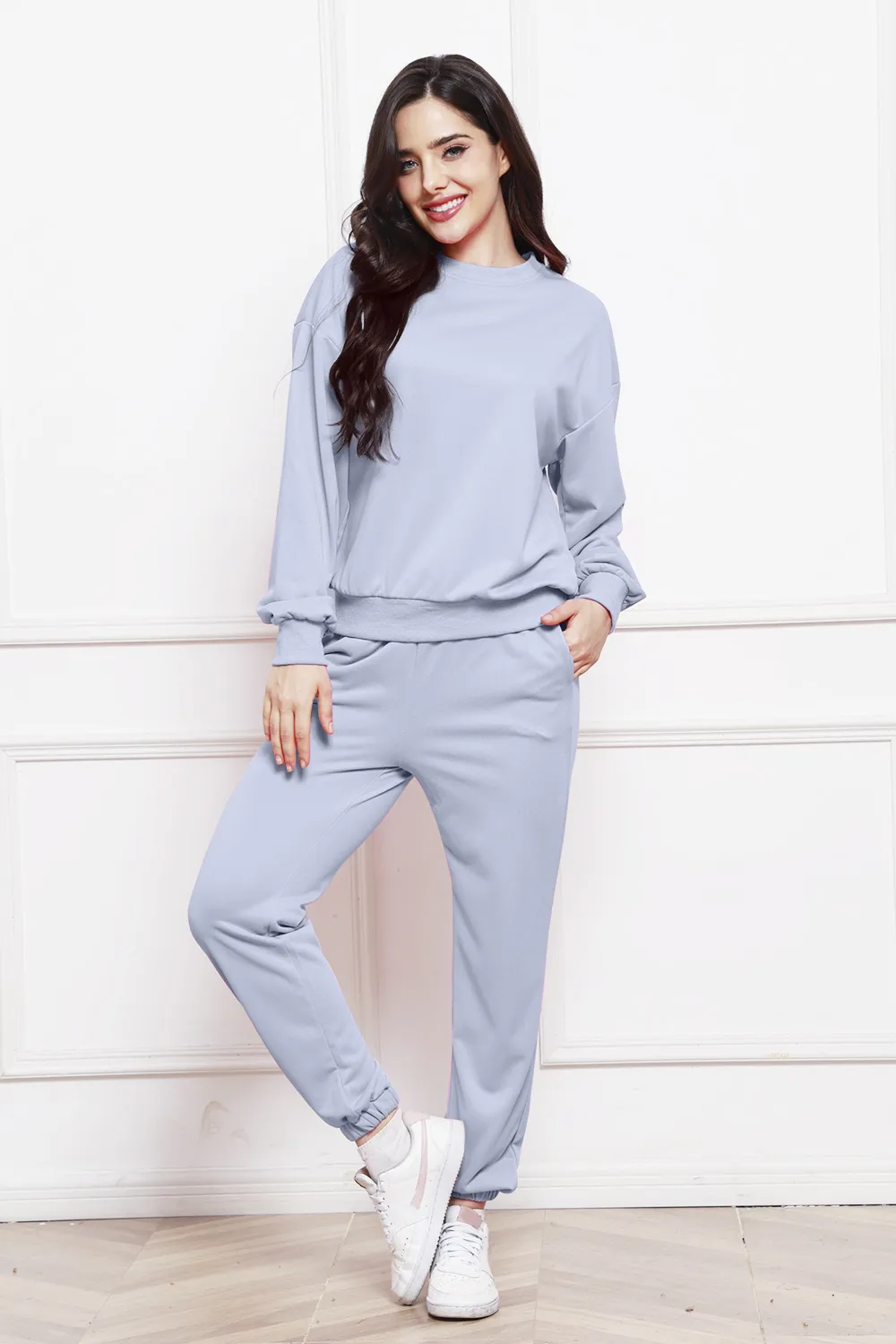Round Neck Long Sleeve Sweatshirt and Pants Set, image 16